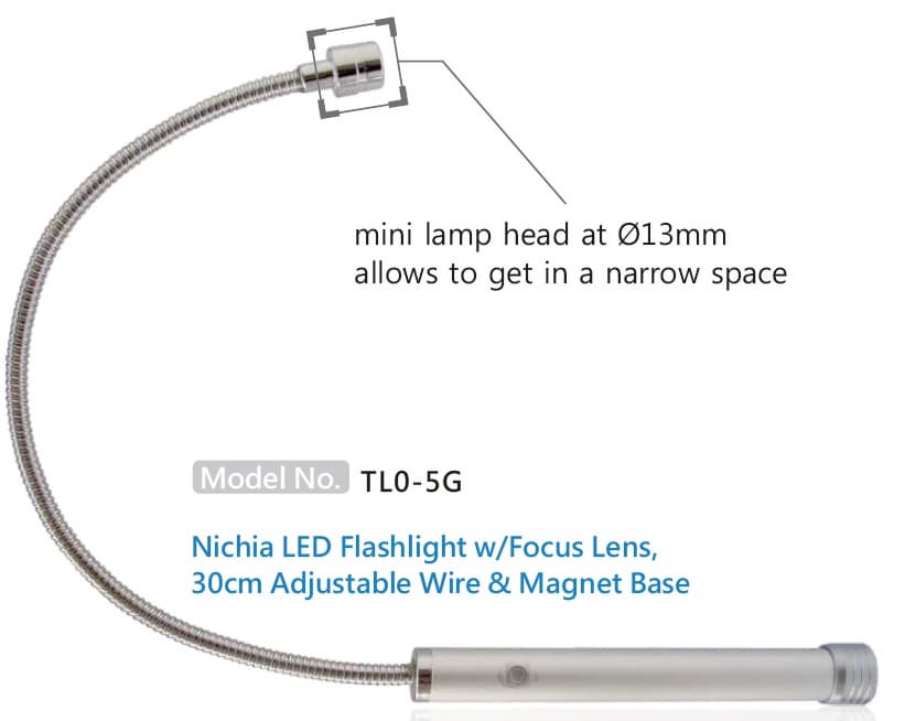Nichia LED Flashlight w 30cm Adjustable Wire _ Magnet Base